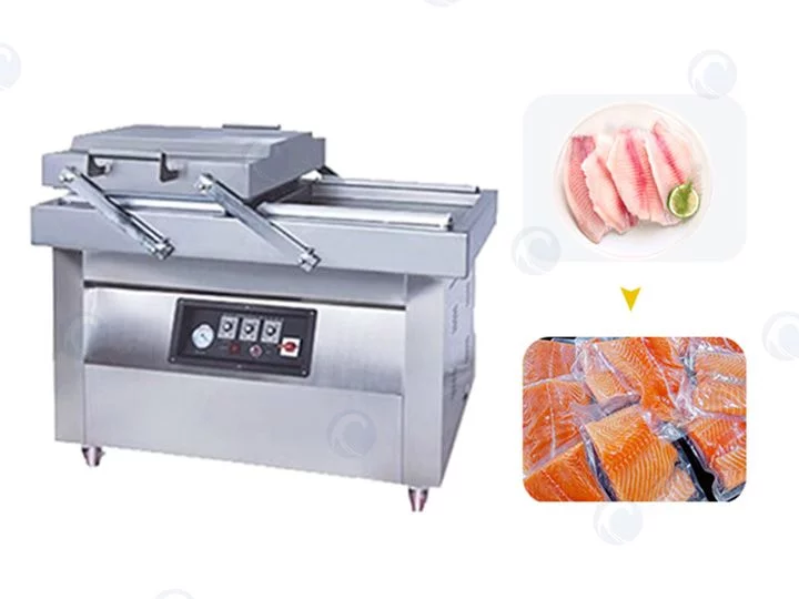 Double chamber meat vacuum packaging machine